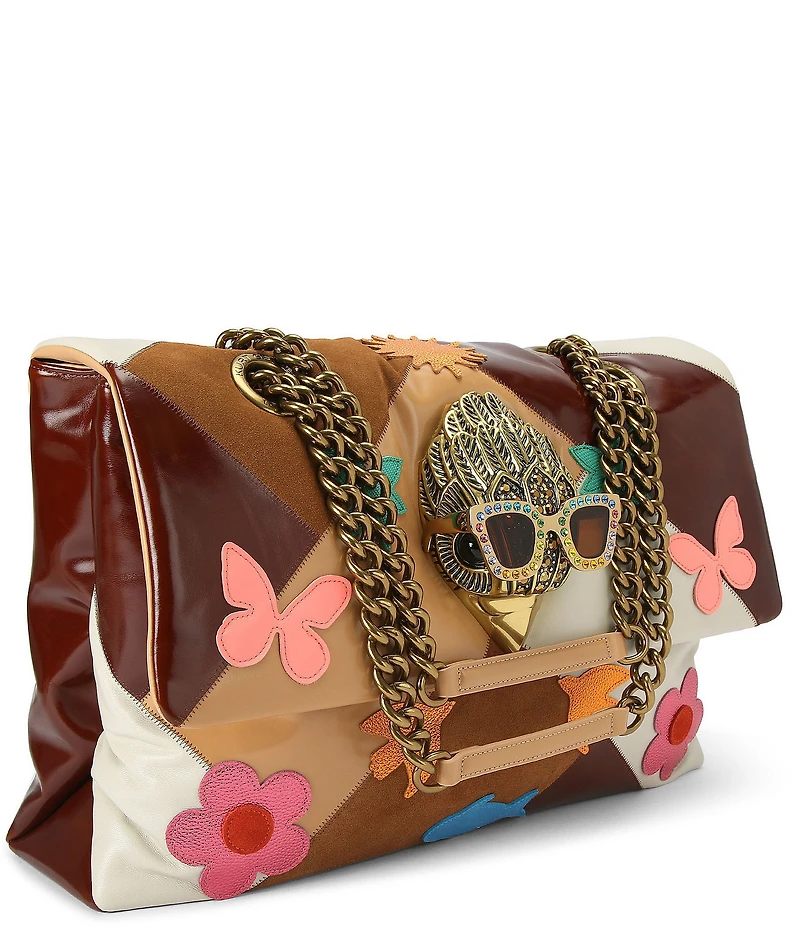 Kurt Geiger London Macro Kensington Leather Sunglass Eagle Head Butterfly Floral Crossbody Shoulder Bag