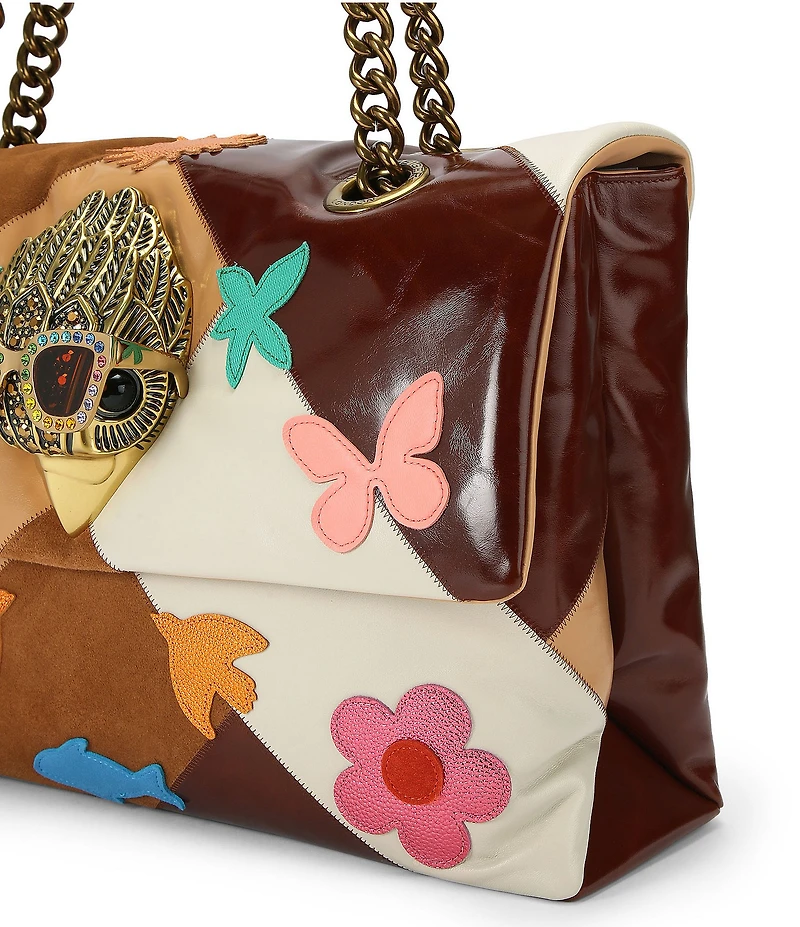 Kurt Geiger London Macro Kensington Leather Sunglass Eagle Head Butterfly Floral Crossbody Shoulder Bag