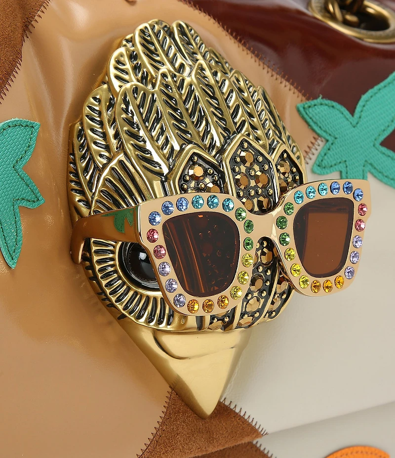Kurt Geiger London Macro Kensington Leather Sunglass Eagle Head Butterfly Floral Crossbody Shoulder Bag
