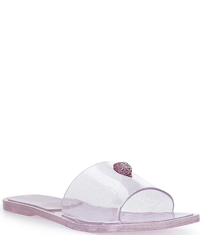 Kurt Geiger London Maddison Glitter Jelly Logo Ornament Slide Sandals