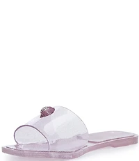 Kurt Geiger London Maddison Glitter Jelly Logo Ornament Slide Sandals