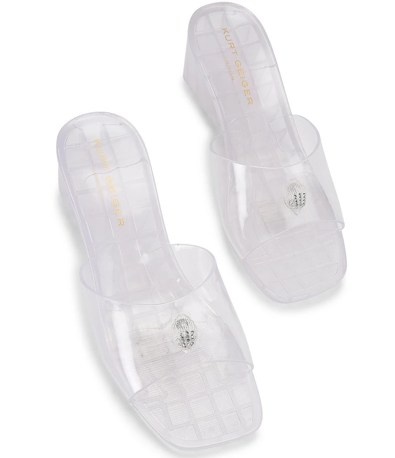 Kurt Geiger London Maddison Jelly Logo Ornament Wedge Slide Sandals