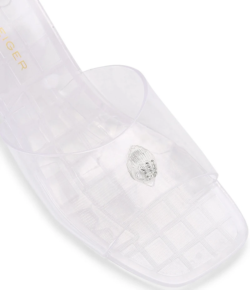 Kurt Geiger London Maddison Jelly Logo Ornament Wedge Slide Sandals