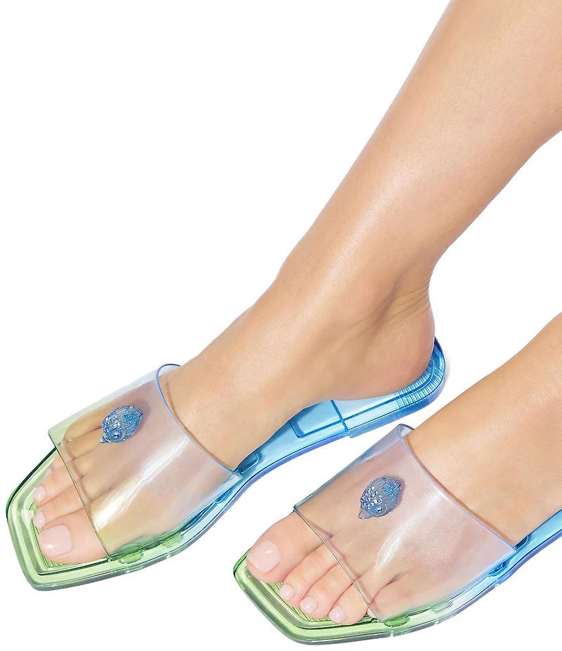 Kurt Geiger London Maddison Jelly Ombre Logo Ornament Slide Sandals