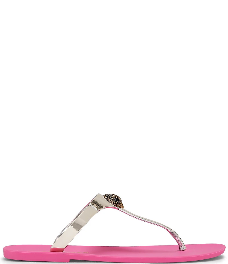 Kurt Geiger London Maddison Metallic T-Bar Jelly Logo Ornament Sandals