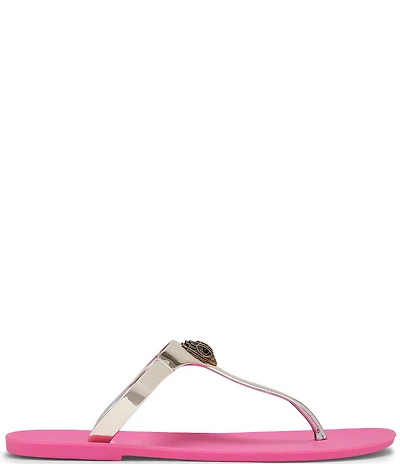 Kurt Geiger London Maddison Metallic T-Bar Jelly Logo Ornament Sandals