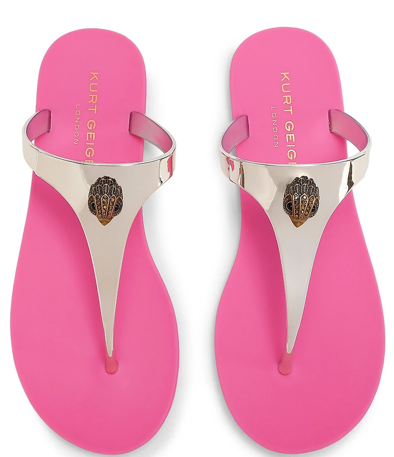 Kurt Geiger London Maddison Metallic T-Bar Jelly Logo Ornament Sandals
