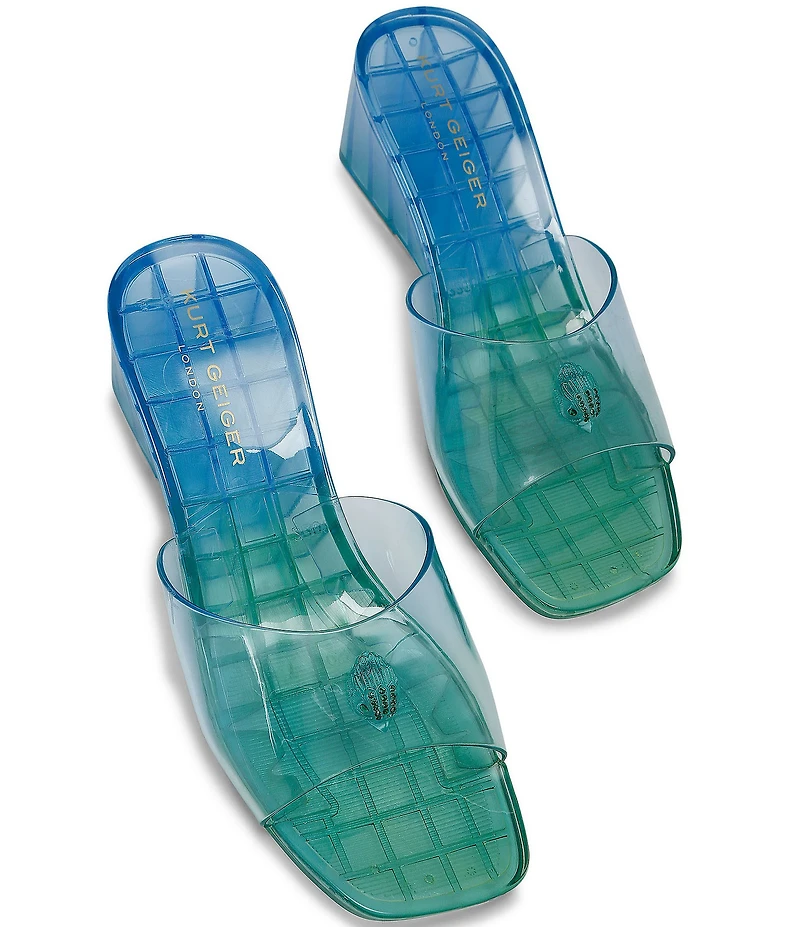 Kurt Geiger London Maddison Ombre Jelly Logo Ornament Wedge Slide Sandals