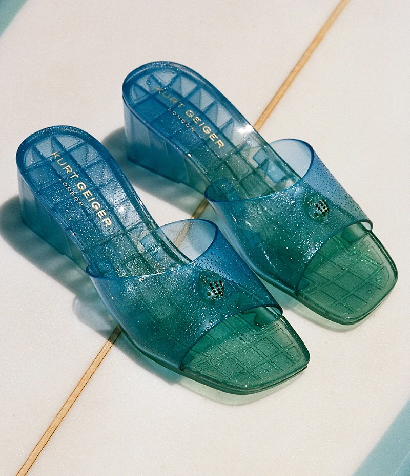 Kurt Geiger London Maddison Ombre Jelly Logo Ornament Wedge Slide Sandals