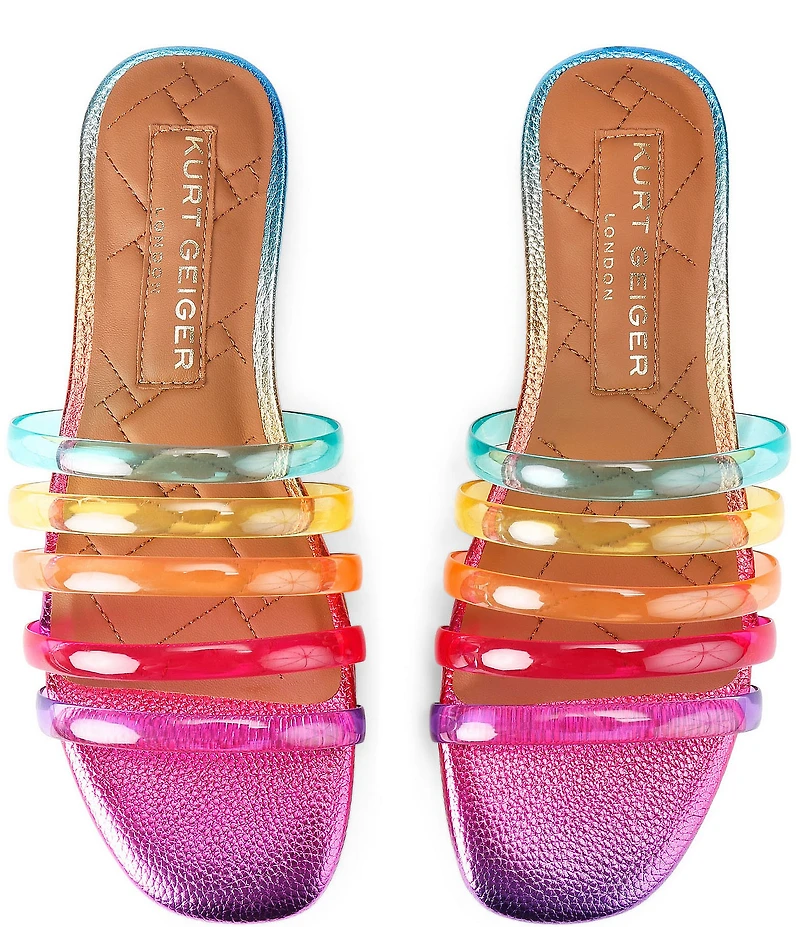 Kurt Geiger London Maddison Rainbow Strappy Jewel Heel Slide Sandals