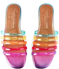 Kurt Geiger London Maddison Rainbow Strappy Jewel Heel Slide Sandals