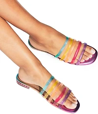 Kurt Geiger London Maddison Rainbow Strappy Jewel Heel Slide Sandals