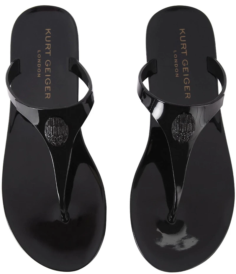 Kurt Geiger London Maddison Patent Drenched Logo Ornament T-Bar Sandals