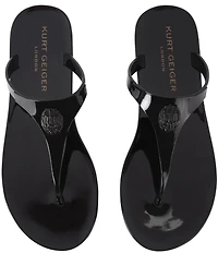 Kurt Geiger London Maddison Patent Drenched Logo Ornament T-Bar Sandals