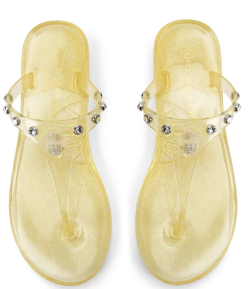Kurt Geiger London Maddison T-Bar Glitter Jelly Logo Ornament Sandals