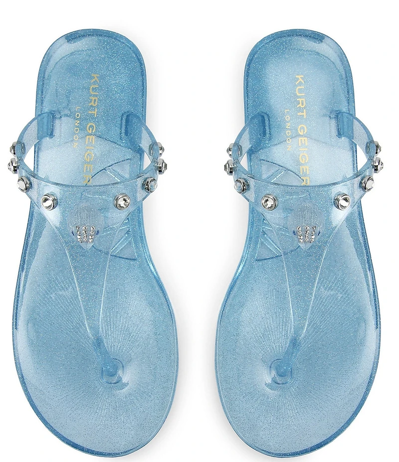 Kurt Geiger London Maddison T-Bar Glitter Jelly Logo Ornament Sandals