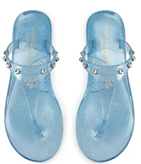 Kurt Geiger London Maddison T-Bar Glitter Jelly Logo Ornament Sandals
