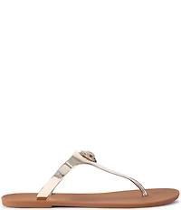 Kurt Geiger London Maddison Patent Two Tone Logo Ornament T-Bar Sandals