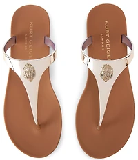 Kurt Geiger London Maddison Patent Two Tone Logo Ornament T-Bar Sandals