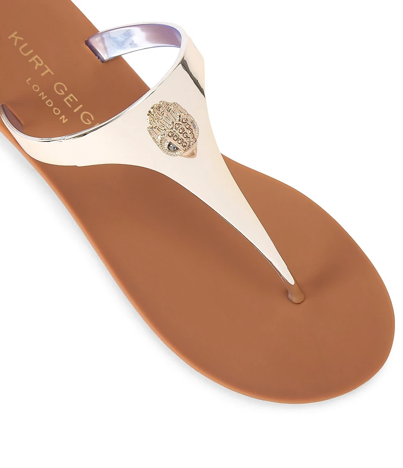 Kurt Geiger London Maddison Patent Two Tone Logo Ornament T-Bar Sandals