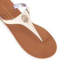 Kurt Geiger London Maddison Patent Two Tone Logo Ornament T-Bar Sandals