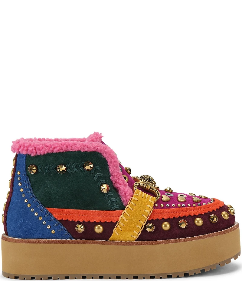 Kurt Geiger London Mansion Cozy Studded Suede Bit Buckle Platform Boots