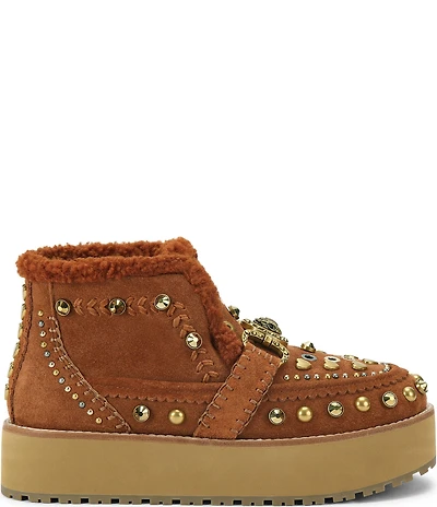 Kurt Geiger London Mansion Cozy Studded Suede Bit Buckle Platform Boots