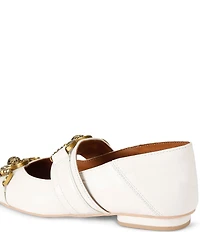 Kurt Geiger London Mansion Leather Pointed Toe Double Bit Buckle Ballerina Flats