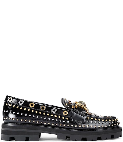 Kurt Geiger London Mansion Patent Leather Studded Bit Buckle Loafers