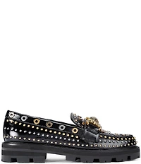 Kurt Geiger London Mansion Patent Leather Studded Bit Buckle Loafers