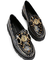Kurt Geiger London Mansion Patent Leather Studded Bit Buckle Loafers