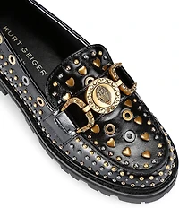 Kurt Geiger London Mansion Patent Leather Studded Bit Buckle Loafers