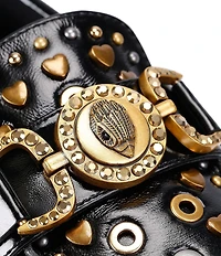 Kurt Geiger London Mansion Patent Leather Studded Bit Buckle Loafers