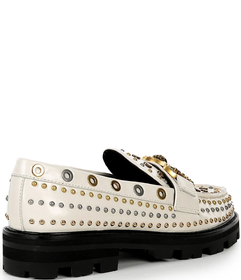 Kurt Geiger London Mansion Studded Bit Buckle Leather Loafers