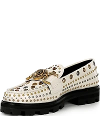 Kurt Geiger London Mansion Studded Bit Buckle Leather Loafers