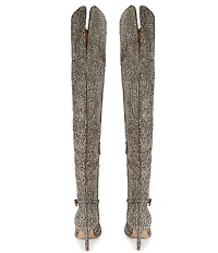 Kurt Geiger London Mayfair Crystal Embellished Houndstooth Pointed Toe Over The Knee Boots