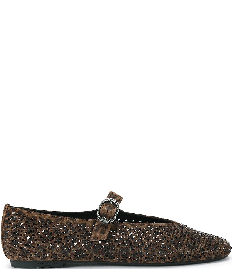 Kurt Geiger London Mayfair Mesh Leopard Leather Rhinestone Ballet Flats