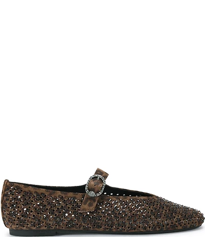 Kurt Geiger London Mayfair Mesh Leopard Leather Rhinestone Ballet Flats