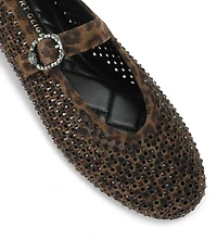 Kurt Geiger London Mayfair Mesh Leopard Leather Rhinestone Ballet Flats