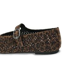 Kurt Geiger London Mayfair Mesh Leopard Leather Rhinestone Ballet Flats