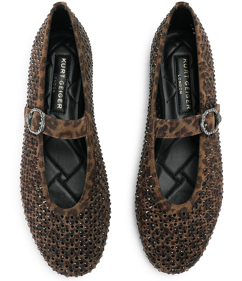 Kurt Geiger London Mayfair Mesh Leopard Leather Rhinestone Ballet Flats