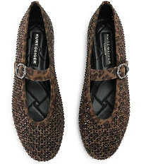 Kurt Geiger London Mayfair Mesh Leopard Leather Rhinestone Ballet Flats