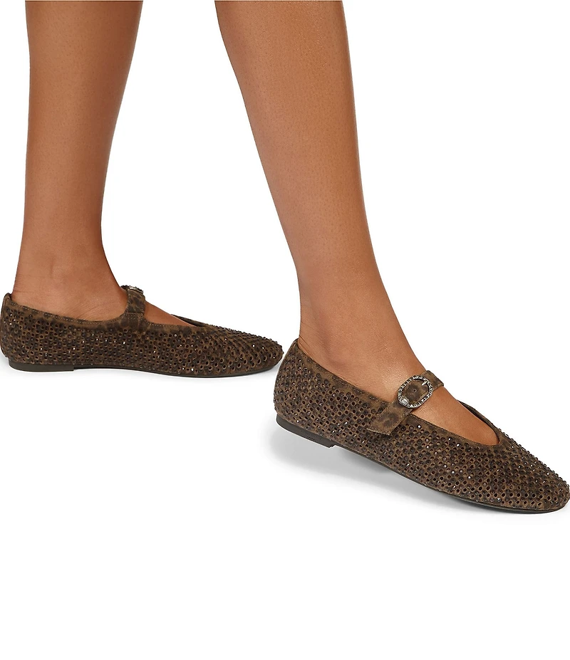 Kurt Geiger London Mayfair Mesh Leopard Leather Rhinestone Ballet Flats