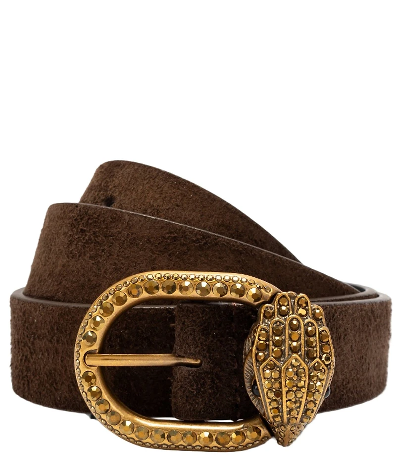 Kurt Geiger London Mayfair Suede Crystal Buckle Belt