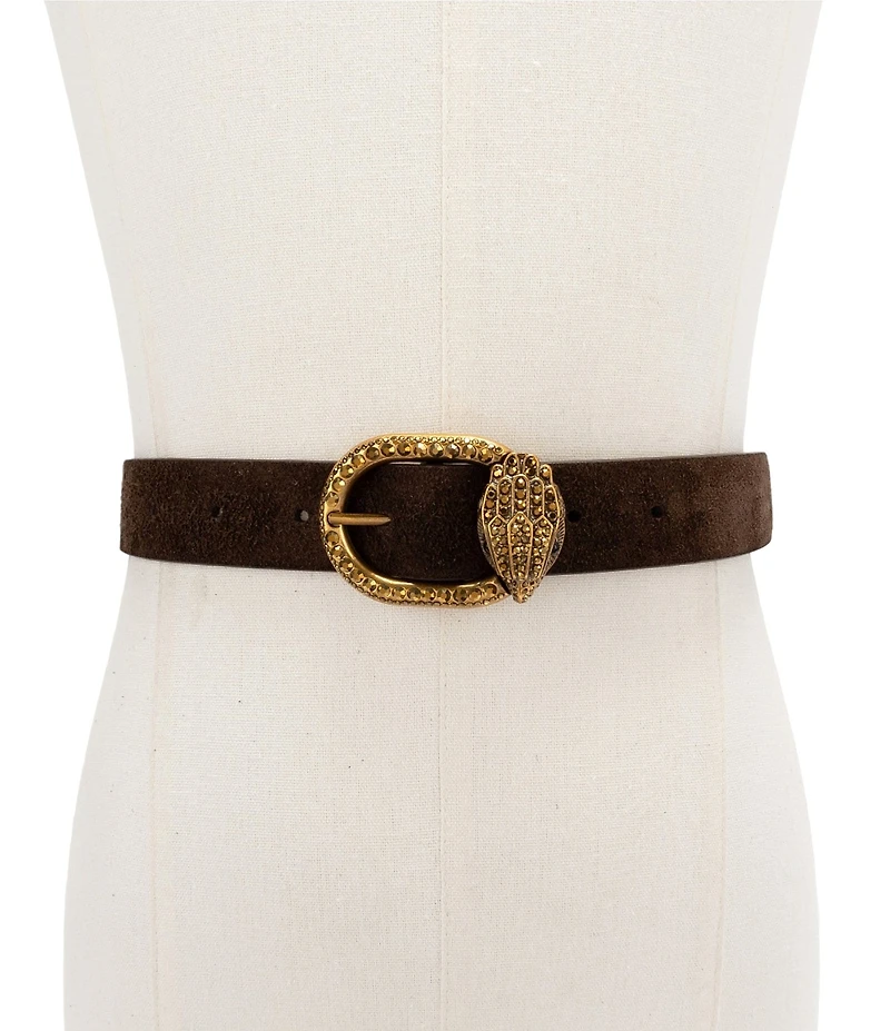 Kurt Geiger London Mayfair Suede Crystal Buckle Belt