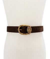 Kurt Geiger London Mayfair Suede Crystal Buckle Belt
