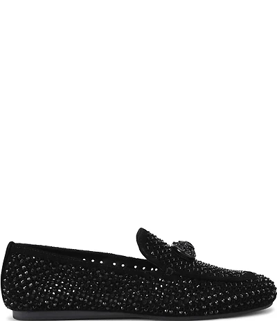 Kurt Geiger London Mayfair Suede Crystal Embellished Eagle Logo Ornament Loafers