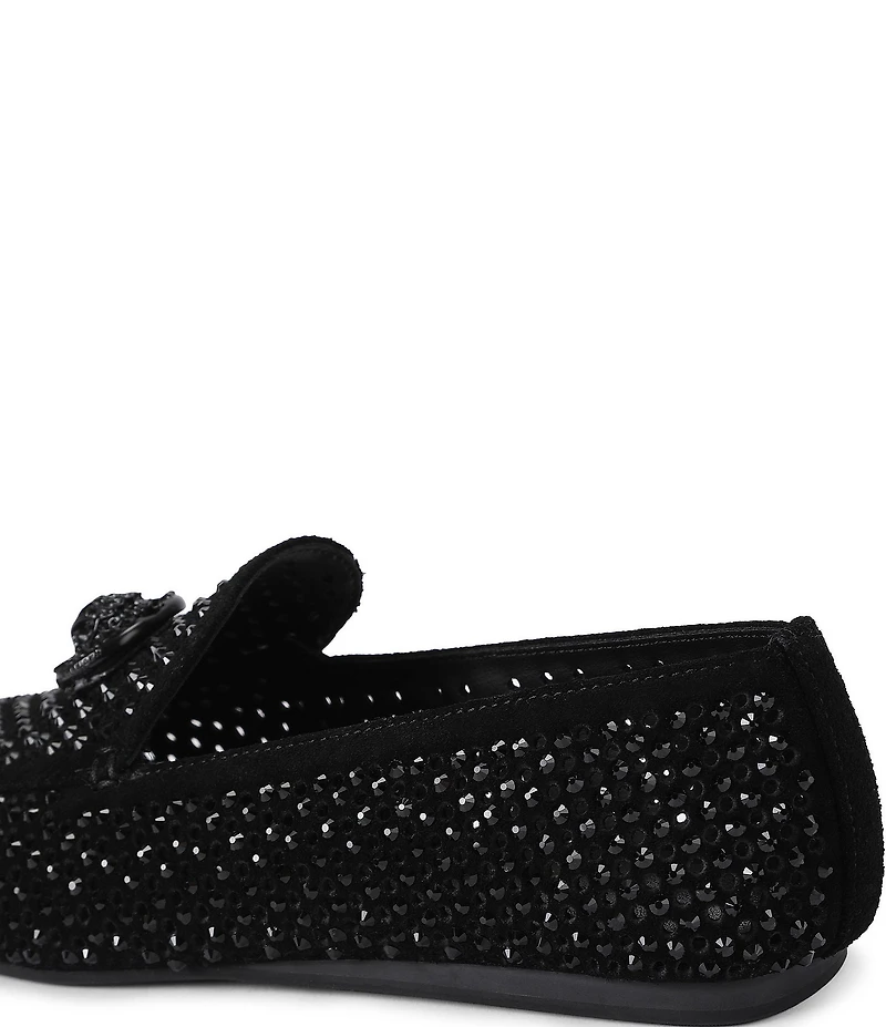 Kurt Geiger London Mayfair Suede Crystal Embellished Eagle Logo Ornament Loafers
