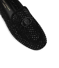 Kurt Geiger London Mayfair Suede Crystal Embellished Eagle Logo Ornament Loafers