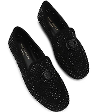 Kurt Geiger London Mayfair Suede Crystal Embellished Eagle Logo Ornament Loafers